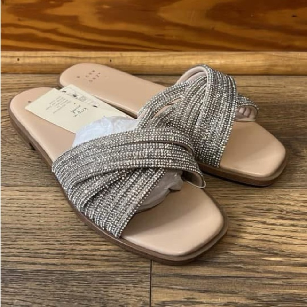 Elegant Beige and Silver Women's Sandals